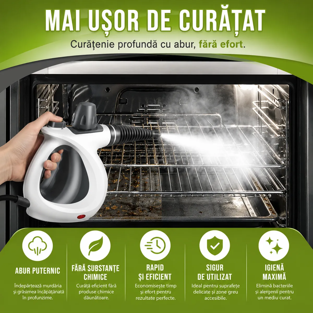 Curățarea interiorului cuptorului cu abur